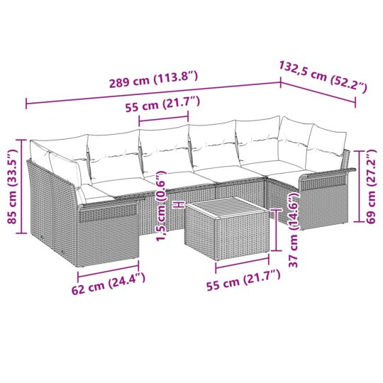 3347294 9 Set de canapele pentru grădină 8 pcs Bej Rattan poli 3347294 9