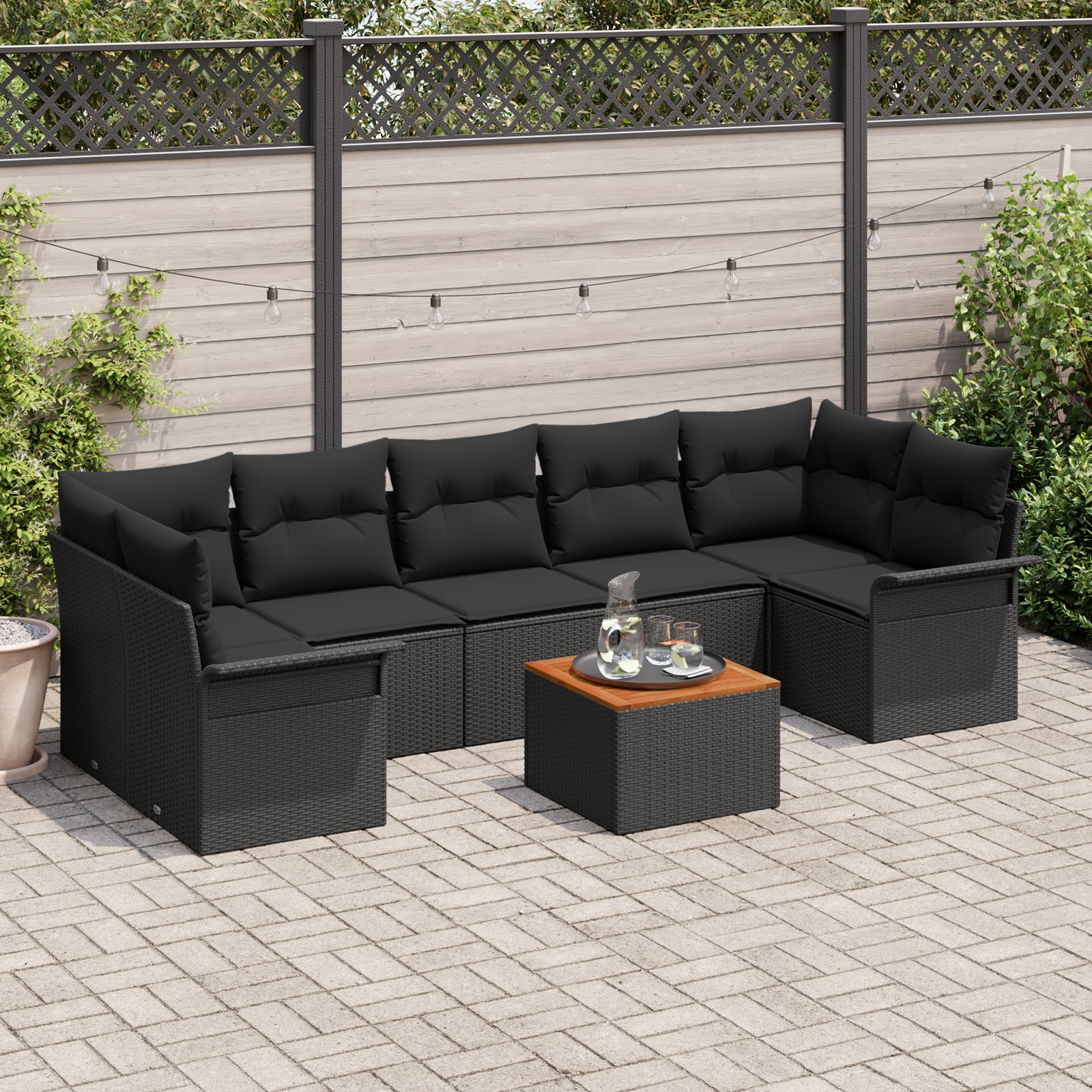3347296 1 Set de canapele pentru grădină 8 pcs Negru Rattan poli Set de canapele pentru grădină 8 pcs Negru Rattan poli