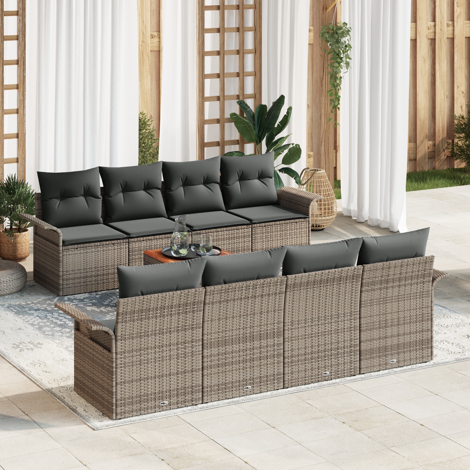 3347300 1 Set de canapele pentru grădină 9 pcs Gri Rattan poli Set de canapele pentru grădină 9 pcs Gri Rattan poli