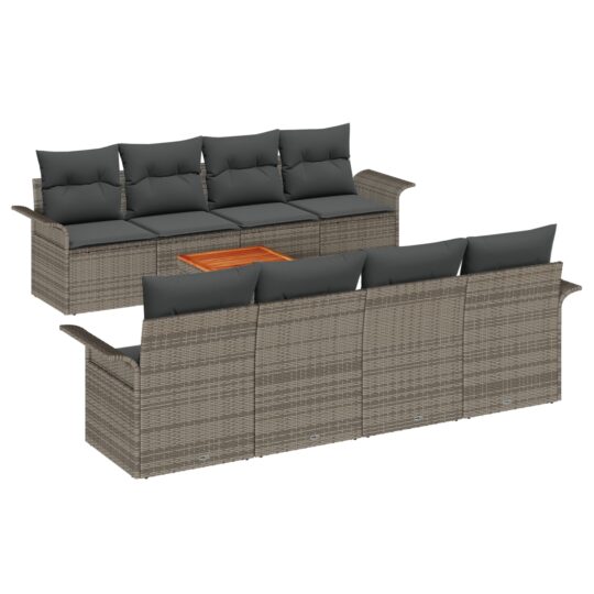 3347300 2 Set de canapele pentru grădină 9 pcs Gri Rattan poli 3347300 2