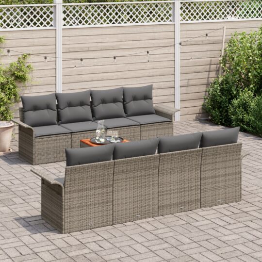 3347300 3 Set de canapele pentru grădină 9 pcs Gri Rattan poli 3347300 3