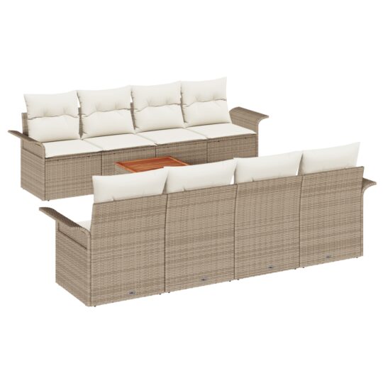 3347302 2 Set de canapele pentru grădină 9 pcs Bej Rattan poli 3347302 2