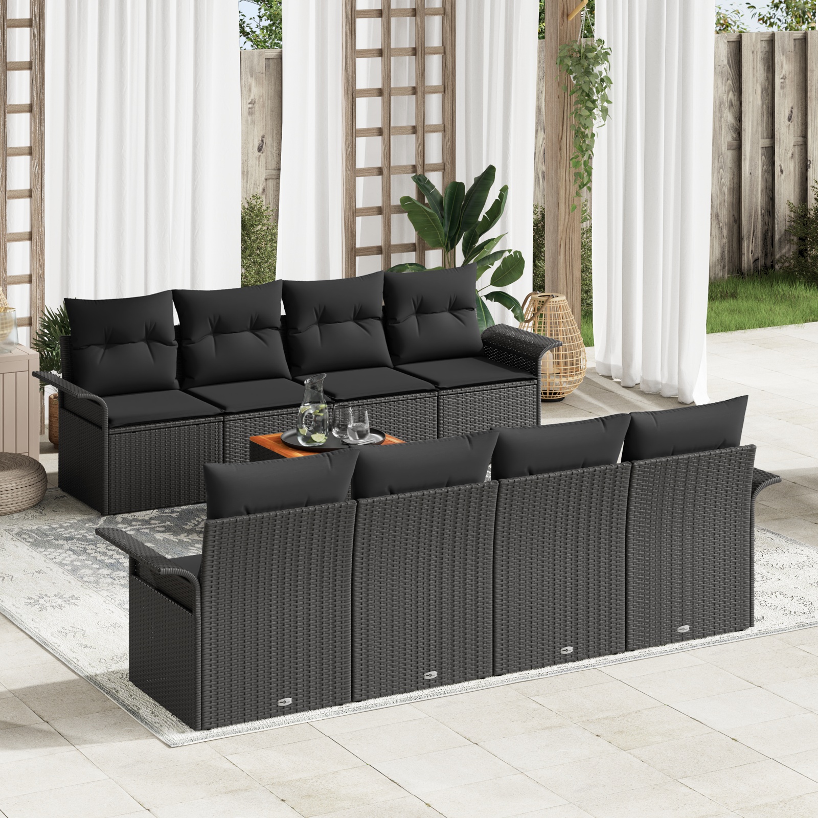 3347303 1 Set de canapele pentru grădină 9 pcs Negru Rattan poli Set de canapele pentru grădină 9 pcs Negru Rattan poli