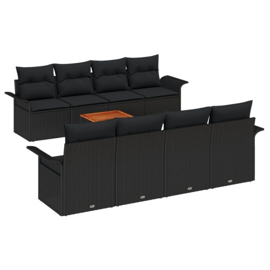 3347303 2 Set de canapele pentru grădină 9 pcs Negru Rattan poli 3347303 2