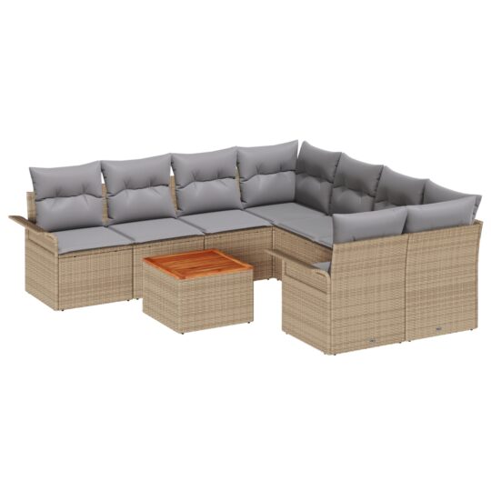 3347308 2 Set de canapele pentru grădină 9 pcs Bej Rattan poli 3347308 2