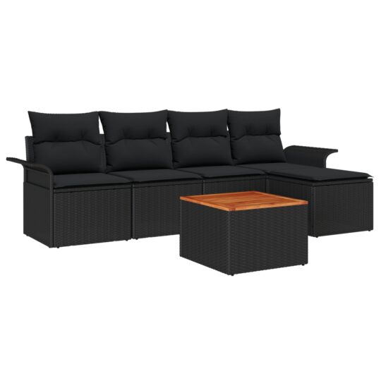 Alternative view of Set de canapele pentru grădină 6 pcs Negru Rattan poli