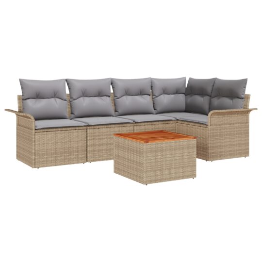 Alternative view of Set de canapele pentru grădină 6 pcs Bej Rattan poli