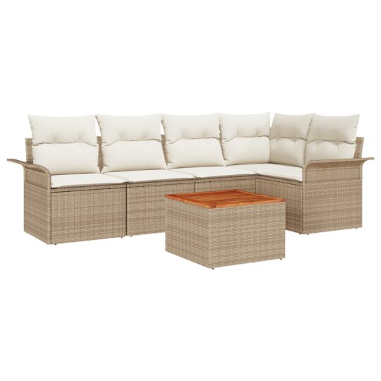 Alternative view of Set de canapele pentru grădină 6 pcs Bej Rattan poli
