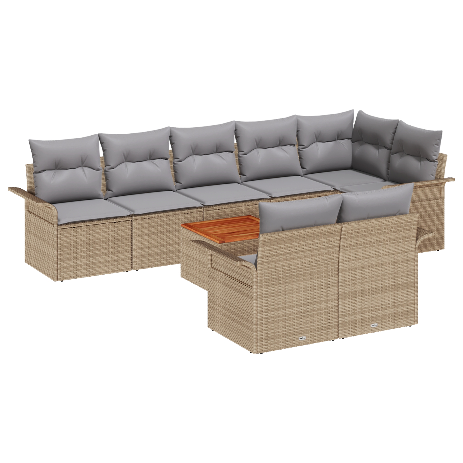 3347343 2 Set de canapele pentru grădină 9 pcs Bej Rattan poli Set de canapele pentru grădină 9 pcs Bej Rattan poli - imagine 2