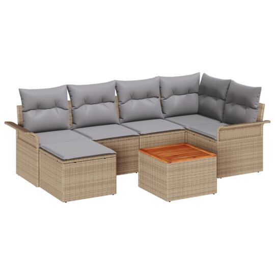 Alternative view of Set de canapele pentru grădină 7 pcs Bej Rattan poli