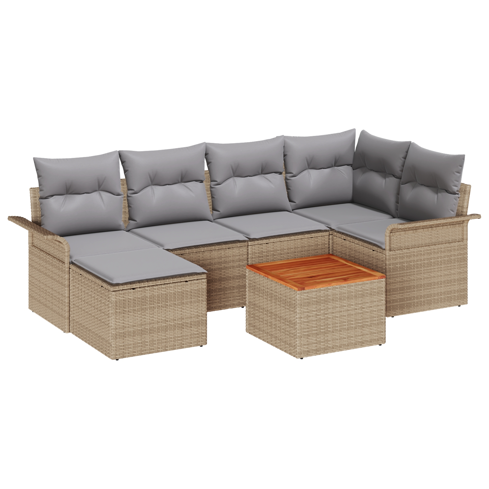 3347350 2 Set de canapele pentru grădină 7 pcs Bej Rattan poli Set de canapele pentru grădină 7 pcs Bej Rattan poli - imagine 2