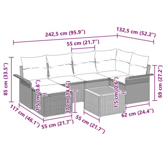 3347352 11 Set de canapele pentru grădină 7 pcs Negru Rattan poli 3347352 11