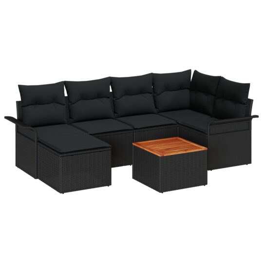 3347352 2 Set de canapele pentru grădină 7 pcs Negru Rattan poli 3347352 2