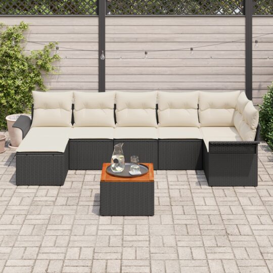 3347355 3 Set de canapele pentru grădină 8 pcs Negru Rattan poli 3347355 3