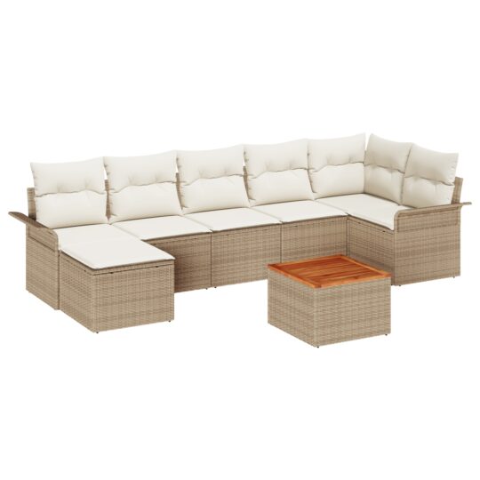 Alternative view of Set de canapele pentru grădină 8 pcs Bej Rattan poli