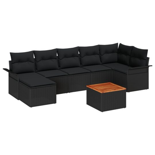3347359 2 Set de canapele pentru grădină 8 pcs Negru Rattan poli 3347359 2