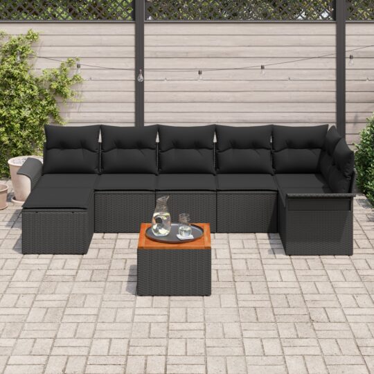 3347359 3 Set de canapele pentru grădină 8 pcs Negru Rattan poli 3347359 3