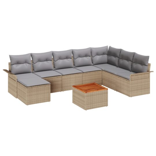 3347364 2 Set de canapele pentru grădină 9 pcs Bej Rattan poli 3347364 2