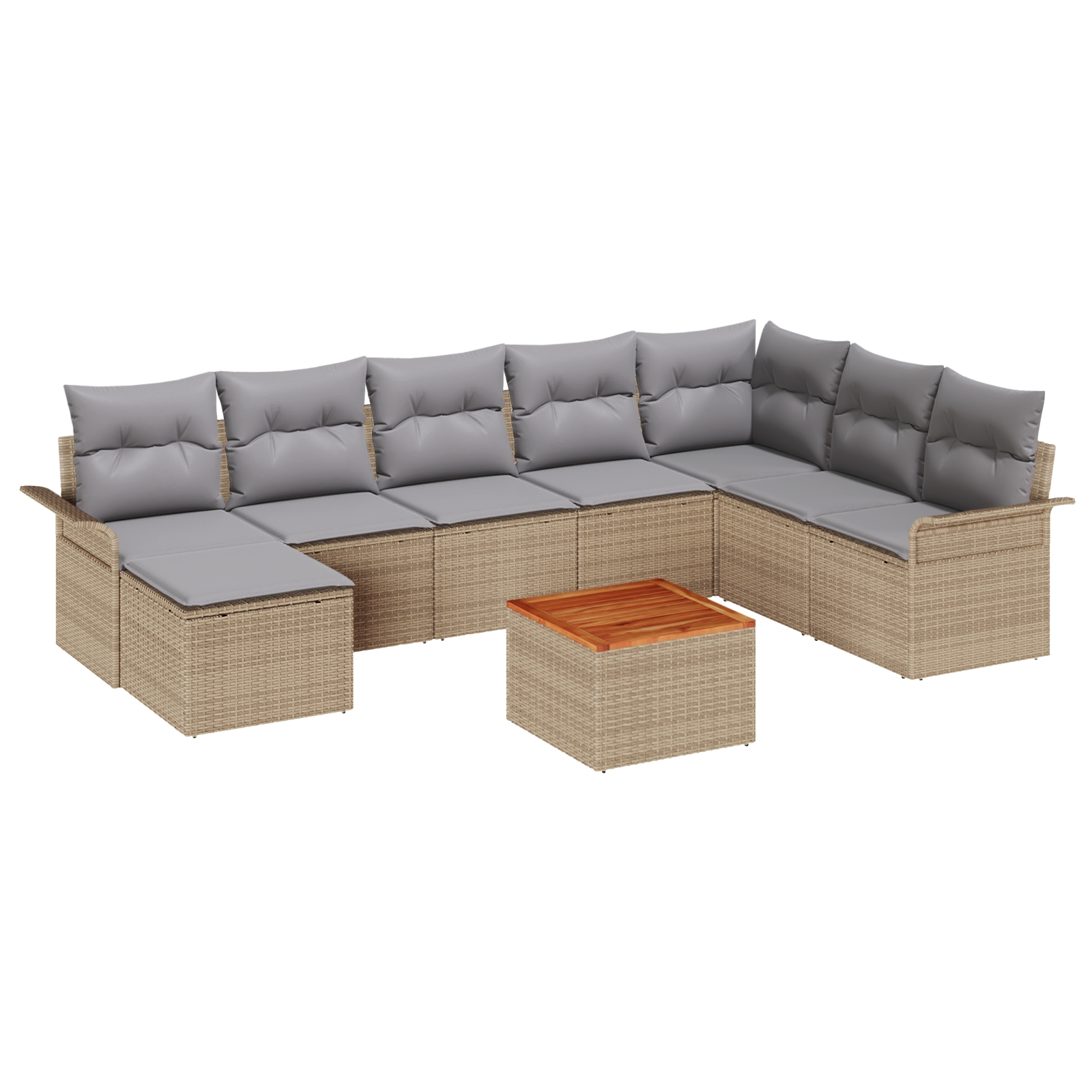 3347364 2 Set de canapele pentru grădină 9 pcs Bej Rattan poli Set de canapele pentru grădină 9 pcs Bej Rattan poli - imagine 2
