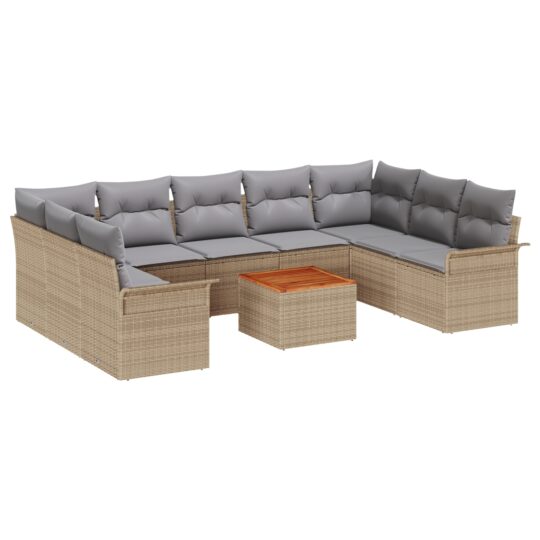 Alternative view of Set de canapele pentru grădină 10 pcs Bej Rattan poli
