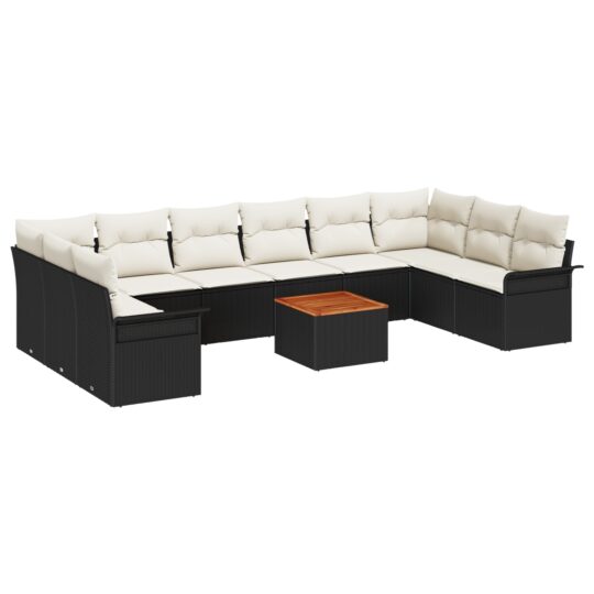 3347376 2 Set de canapele pentru grădină 11 pcs Negru Rattan poli 3347376 2