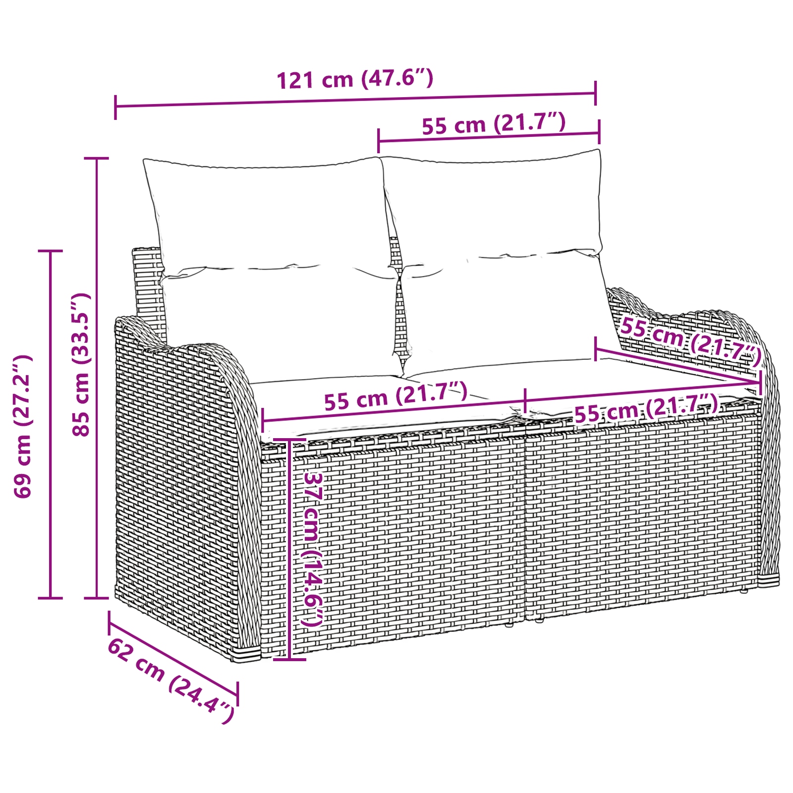 3347387 9 Set de canapele pentru grădină 5 pcs Negru Rattan poli Set de canapele pentru grădină 5 pcs Negru Rattan poli - imagine 9