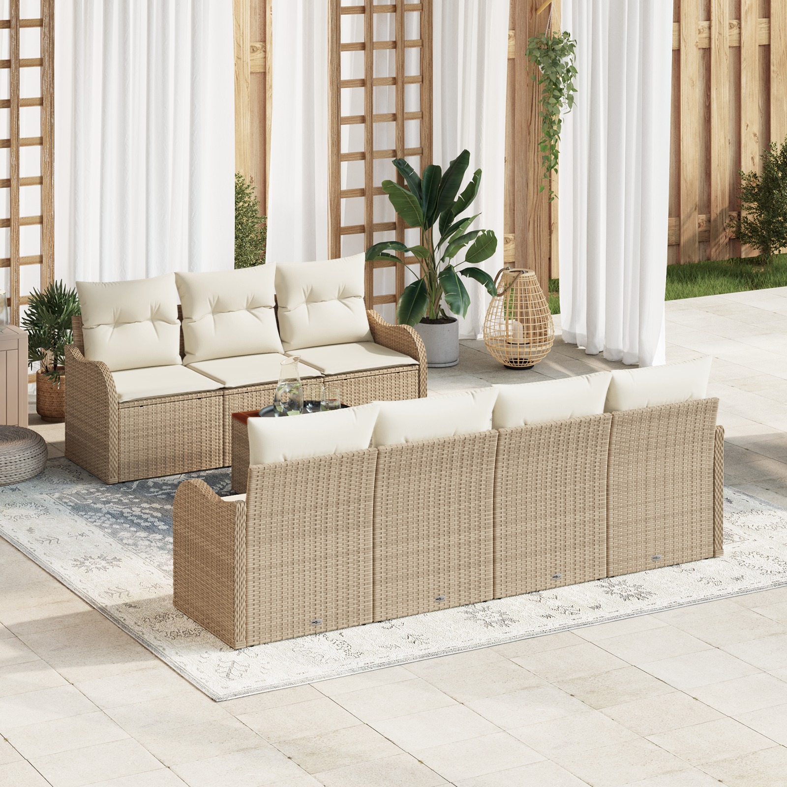 3347414 1 Set de canapele pentru grădină 8 pcs Bej Rattan poli Set de canapele pentru grădină 8 pcs Bej Rattan poli