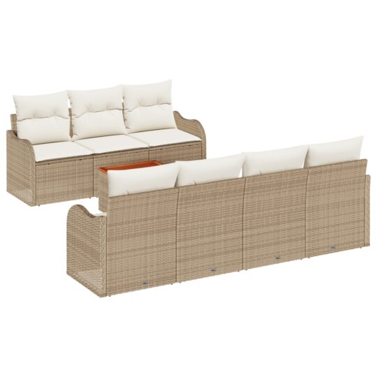 Alternative view of Set de canapele pentru grădină 8 pcs Bej Rattan poli