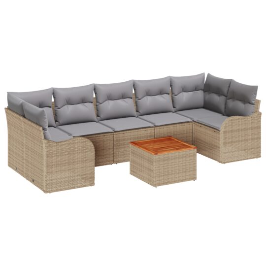 Alternative view of Set de canapele pentru grădină 8 pcs Bej Rattan poli