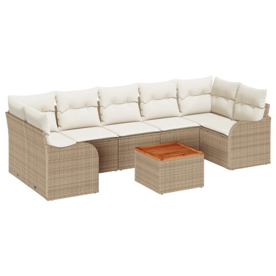 Alternative view of Set de canapele pentru grădină 8 pcs Bej Rattan poli