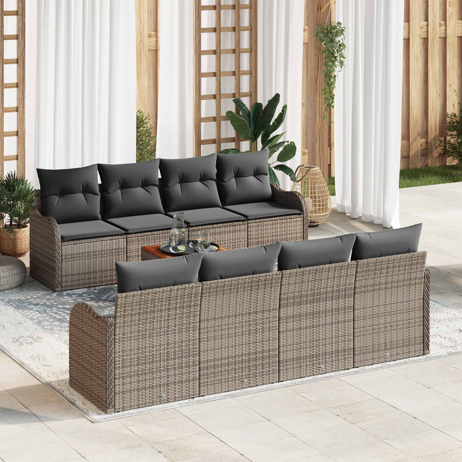 3347426 1 Set de canapele pentru grădină 9 pcs Gri Rattan poli Set de canapele pentru grădină 9 pcs Gri Rattan poli