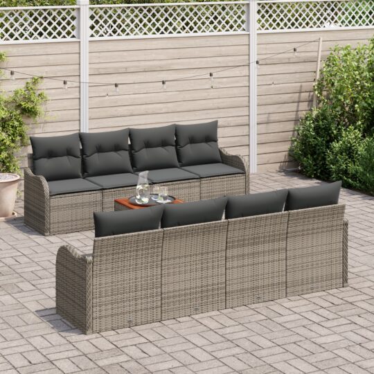 3347426 3 Set de canapele pentru grădină 9 pcs Gri Rattan poli 3347426 3