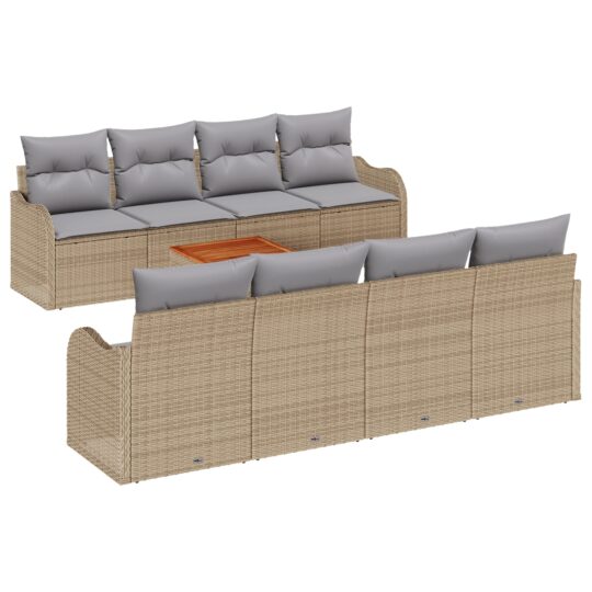 3347427 2 Set de canapele pentru grădină 9 pcs Bej Rattan poli 3347427 2