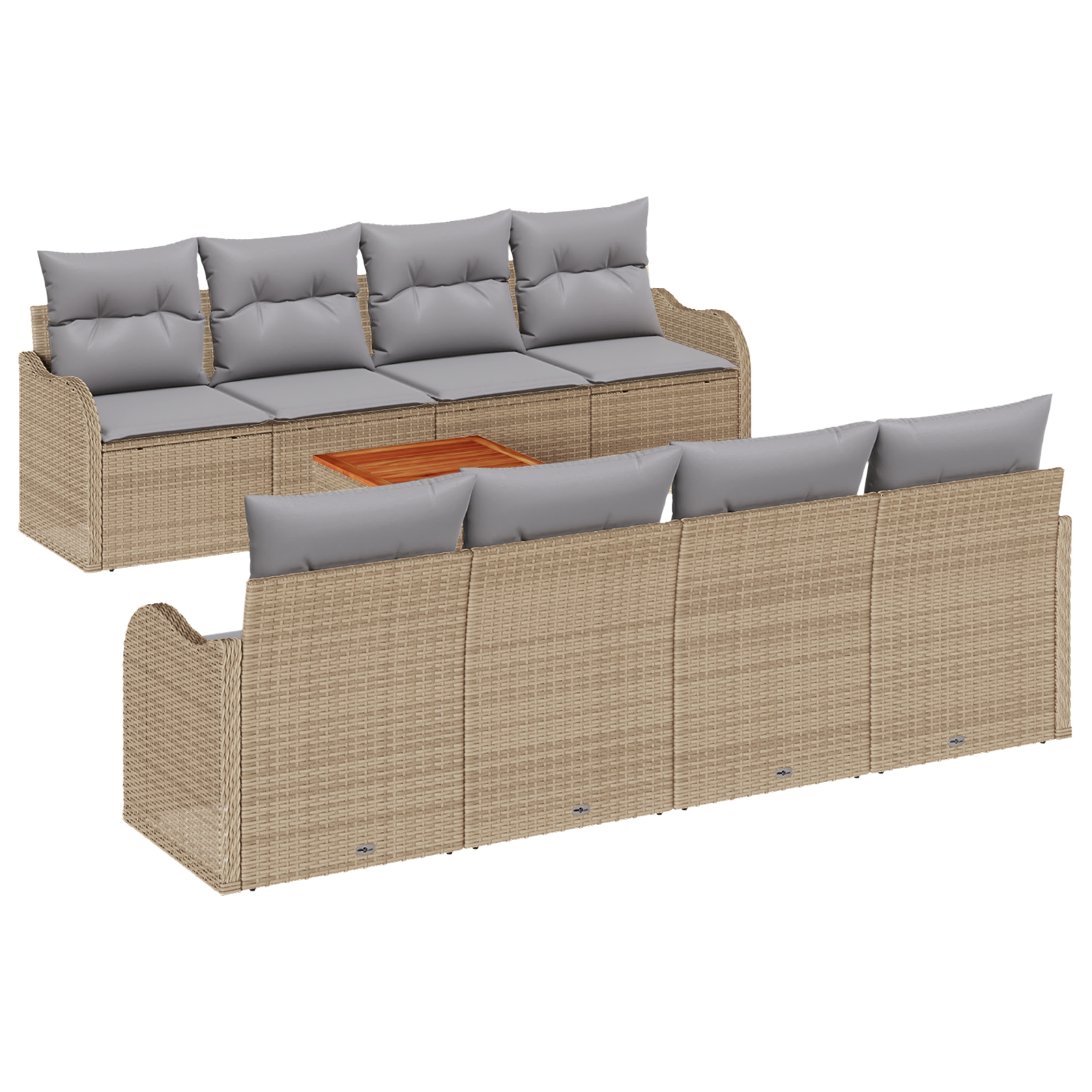 3347427 2 Set de canapele pentru grădină 9 pcs Bej Rattan poli Set de canapele pentru grădină 9 pcs Bej Rattan poli - imagine 2
