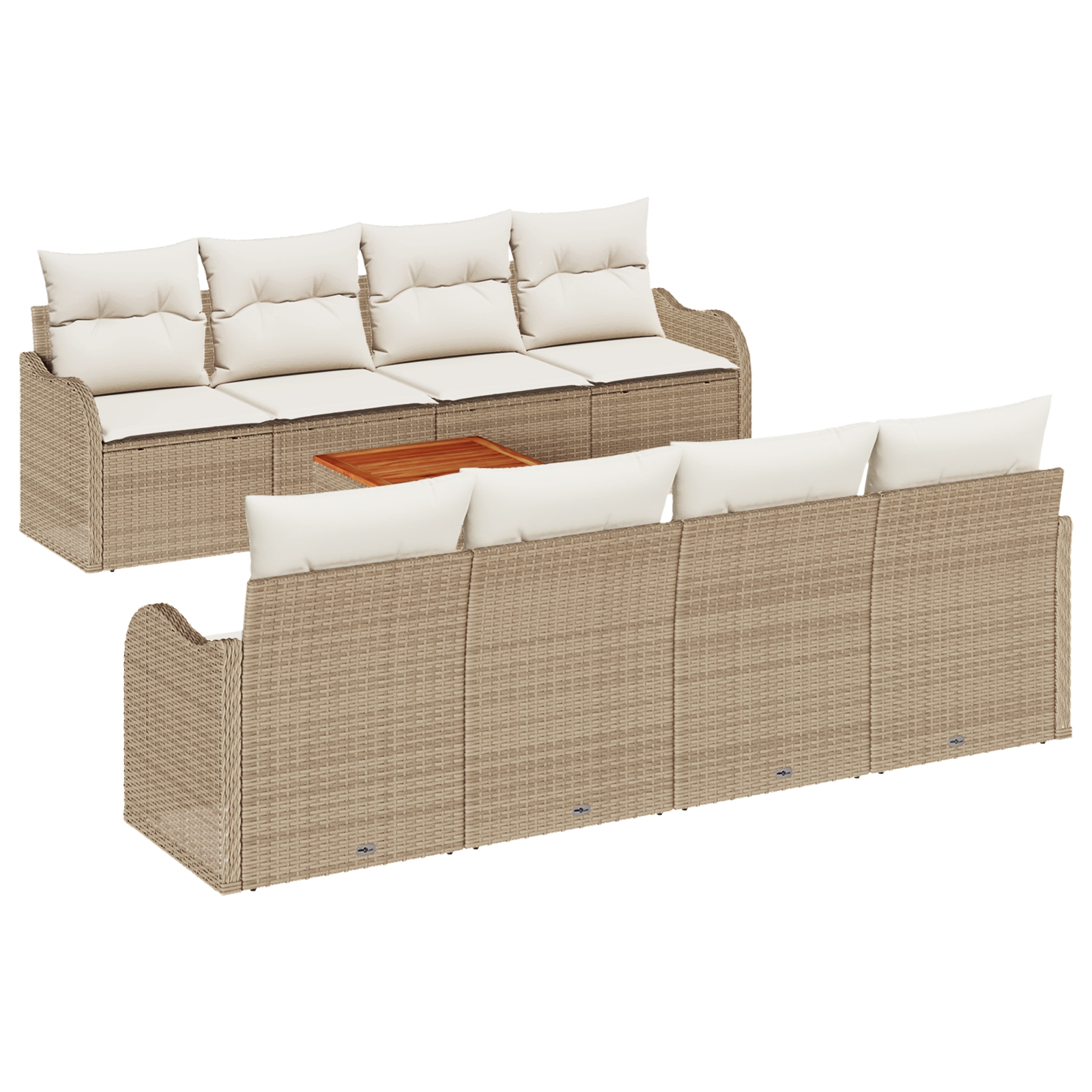 3347428 2 Set de canapele pentru grădină 9 pcs Bej Rattan poli Set de canapele pentru grădină 9 pcs Bej Rattan poli - imagine 2