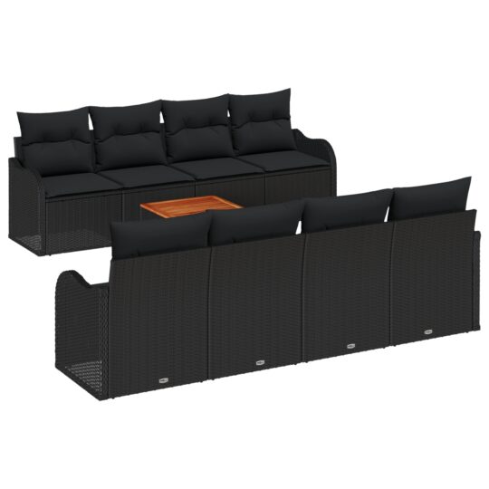 3347429 2 Set de canapele pentru grădină 9 pcs Negru Rattan poli 3347429 2