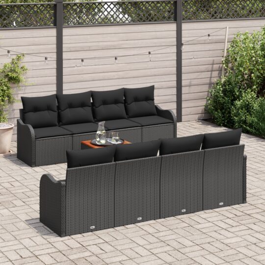 3347429 3 Set de canapele pentru grădină 9 pcs Negru Rattan poli 3347429 3