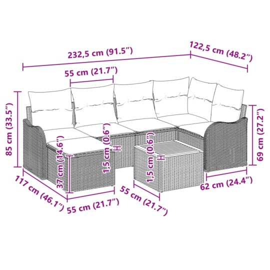 3347475 10 Set de canapele pentru grădină 7 pcs Gri Rattan poli 3347475 10