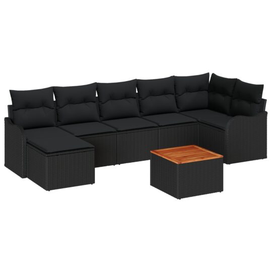 3347485 2 Set de canapele pentru grădină 8 pcs Negru Rattan poli 3347485 2