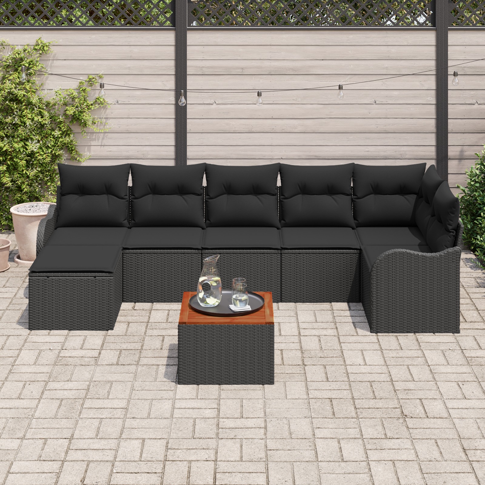 3347485 3 Set de canapele pentru grădină 8 pcs Negru Rattan poli Set de canapele pentru grădină 8 pcs Negru Rattan poli - imagine 3