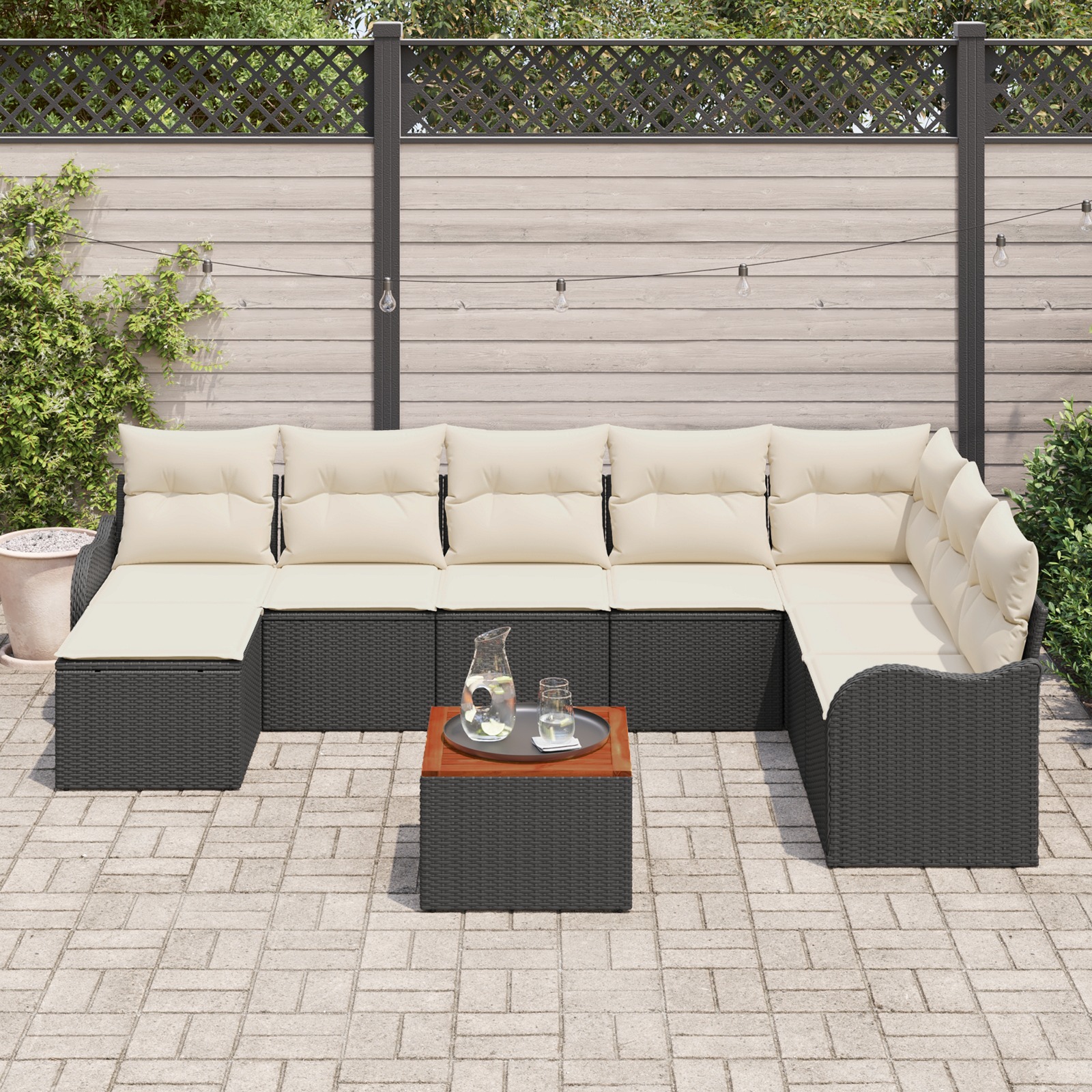 3347488 3 Set de canapele pentru grădină 9 pcs Negru Rattan poli Set de canapele pentru grădină 9 pcs Negru Rattan poli - imagine 3