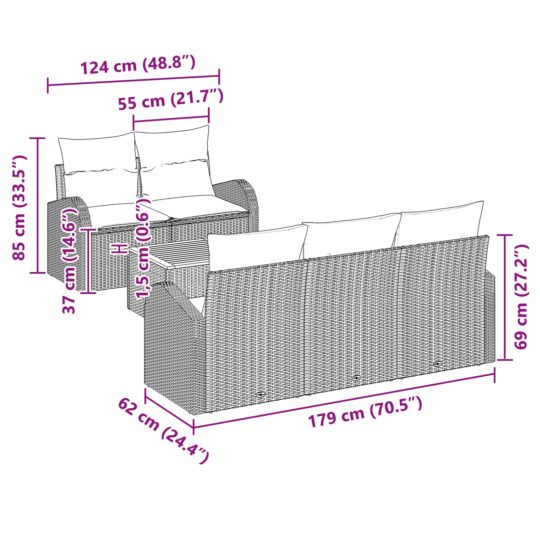 3347516 11 Set de canapele pentru grădină 6 pcs Negru Rattan poli 3347516 11