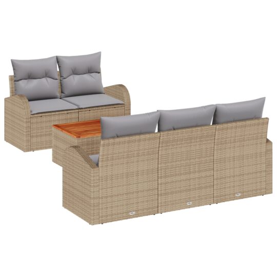 Alternative view of Set de canapele pentru grădină 6 pcs Bej Rattan poli