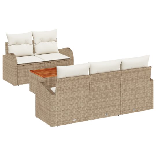 Alternative view of Set de canapele pentru grădină 6 pcs Bej Rattan poli