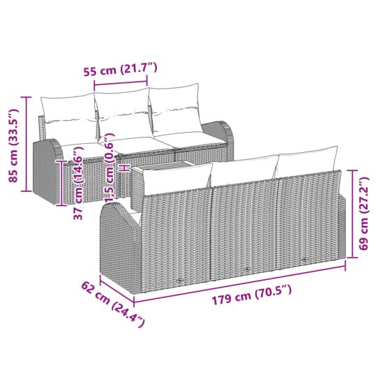 3347523 11 Set de canapele pentru grădină 7 pcs Negru Rattan poli 3347523 11
