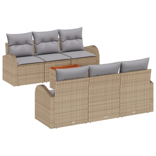 Alternative view of Set de canapele pentru grădină 7 pcs Bej Rattan poli