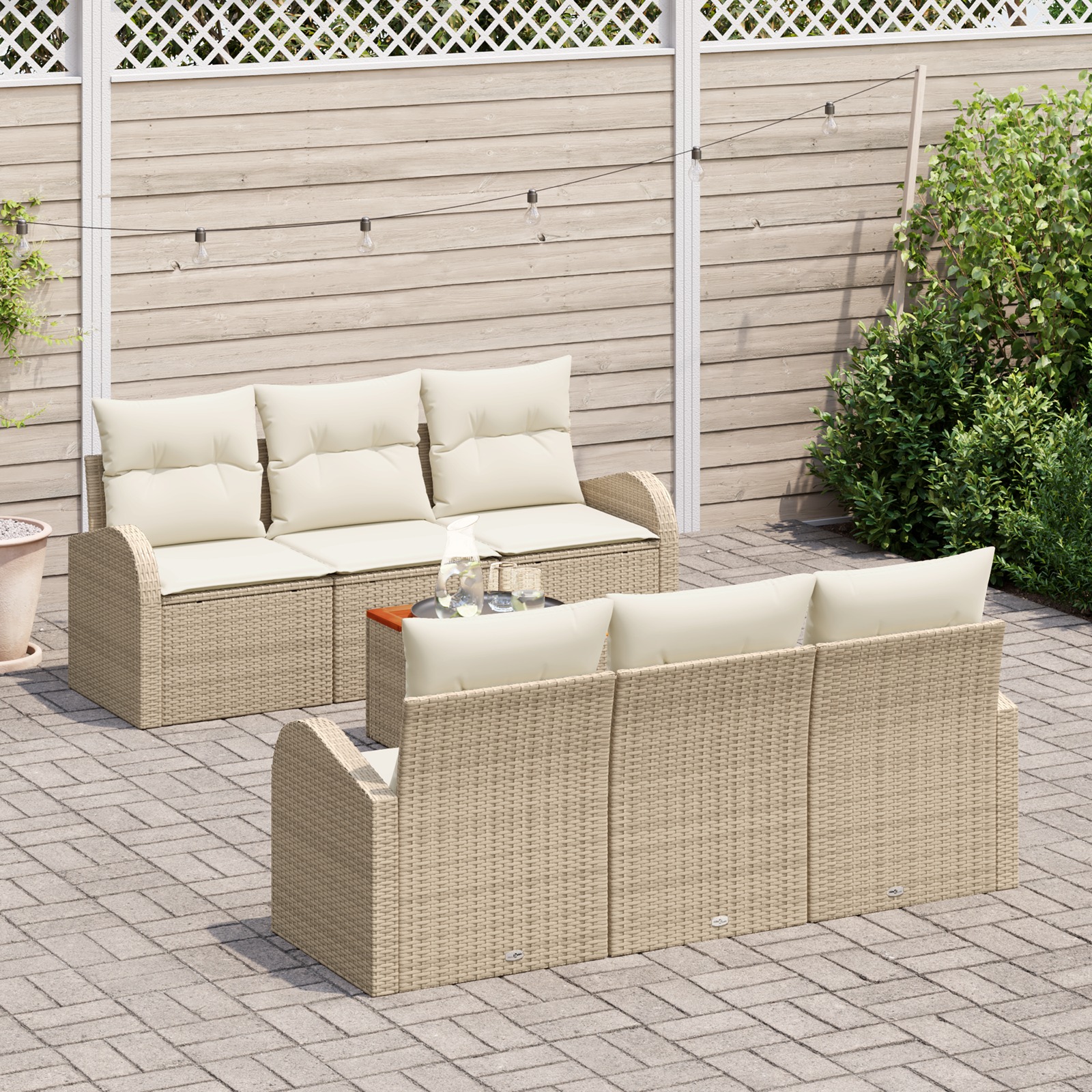 3347526 3 Set de canapele pentru grădină 7 pcs Bej Rattan poli Set de canapele pentru grădină 7 pcs Bej Rattan poli - imagine 3
