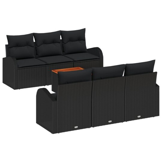 3347527 2 Set de canapele pentru grădină 7 pcs Negru Rattan poli 3347527 2