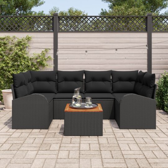 3347534 3 Set de canapele pentru grădină 7 pcs Negru Rattan poli 3347534 3
