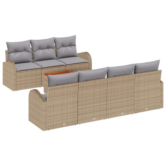 Alternative view of Set de canapele pentru grădină 8 pcs Bej Rattan poli